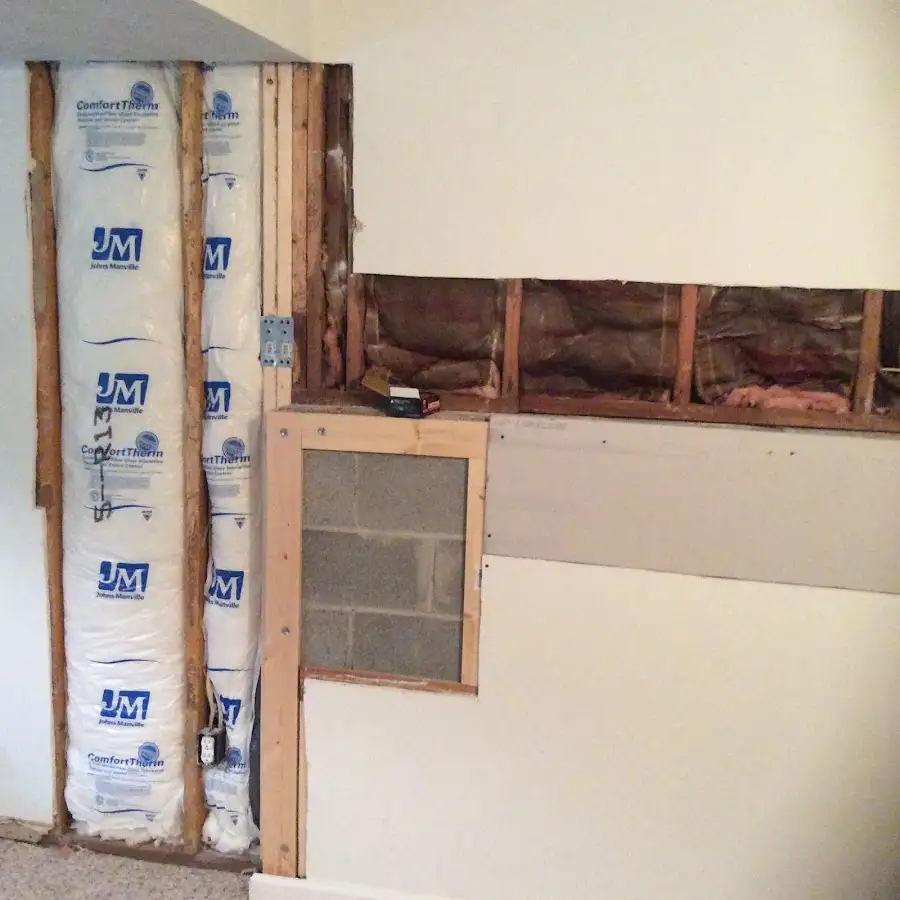 Wall insulation replacement during Structural Drying in East Rockaway